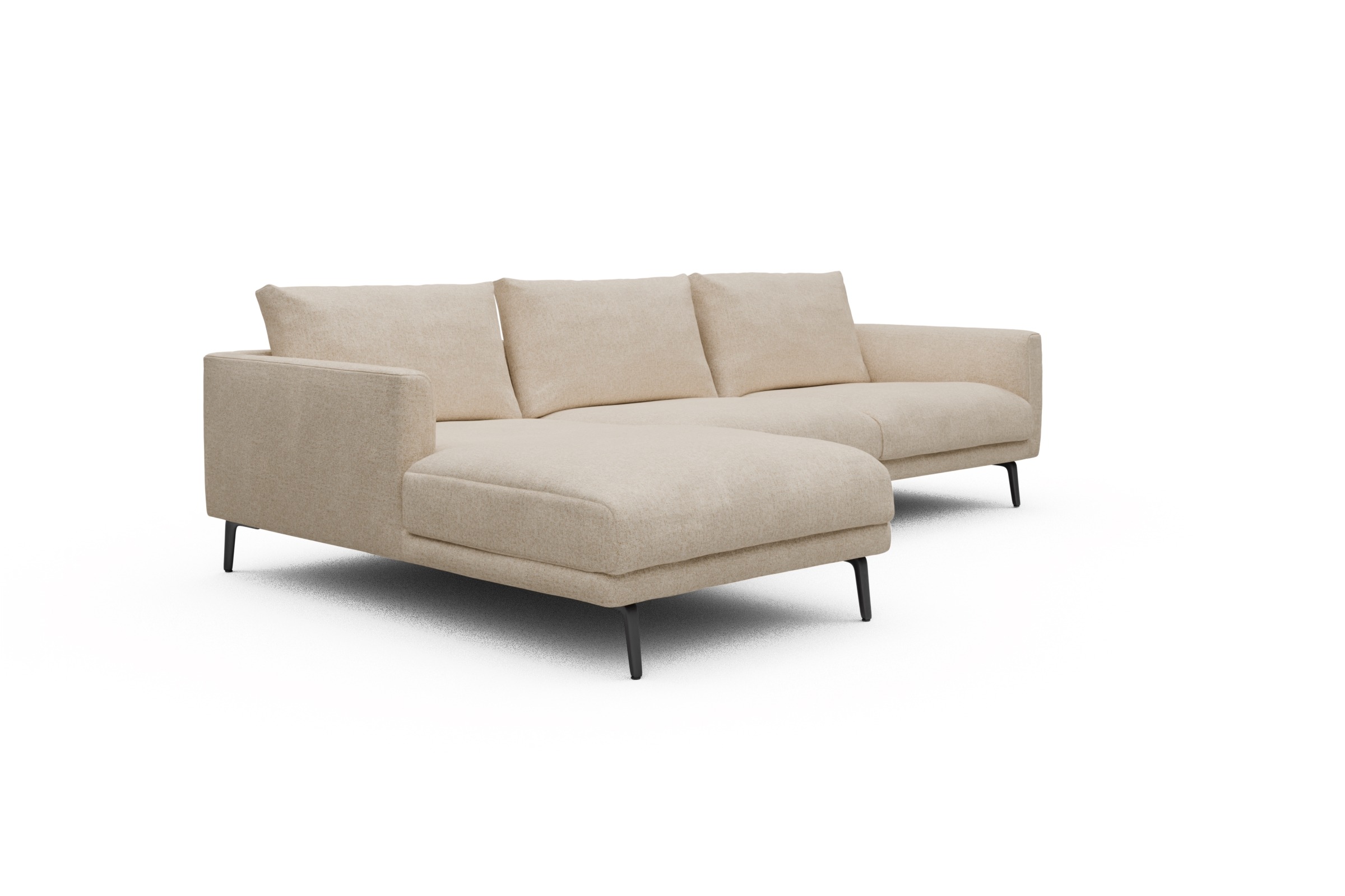 Ecksofa Karl Chaiselongue links mit 2,5-Sitzer Casone-Natural-Beige