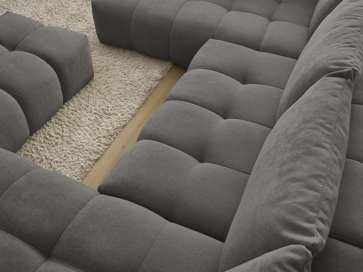 Bobochic Everest Wohnlandschaft mit Pouf, 6 Kissen Strukturstoff Dunkelgrau Ecke rechts