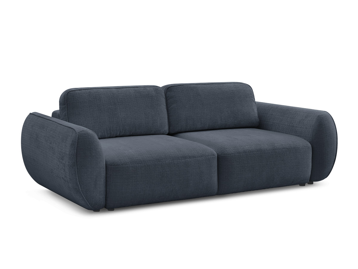 Bobochic Denise Schlafsofa 3-Sitzer mit Bettkasten Strukturstoff Dunkelblau