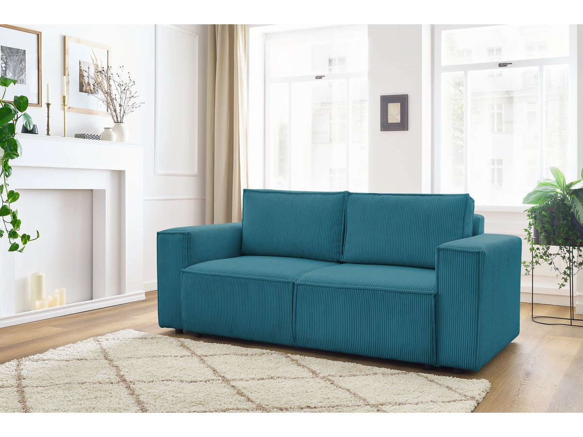 Bobochic Nihad Sofa 2-Sitzer Cordsamt Dunkelblau