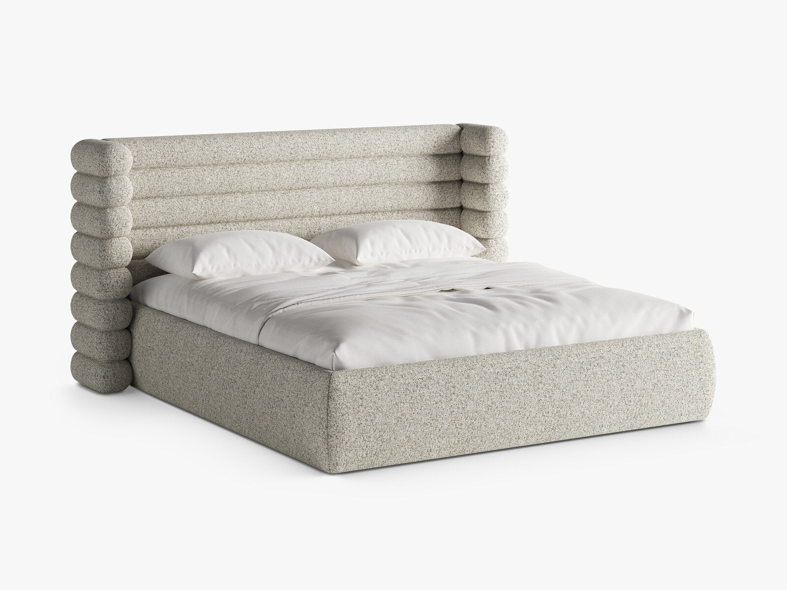 Micadoni Stauraumbett mit Kopfteil Mount Strukturierter Stoff Puente Beige Melange 160x200
