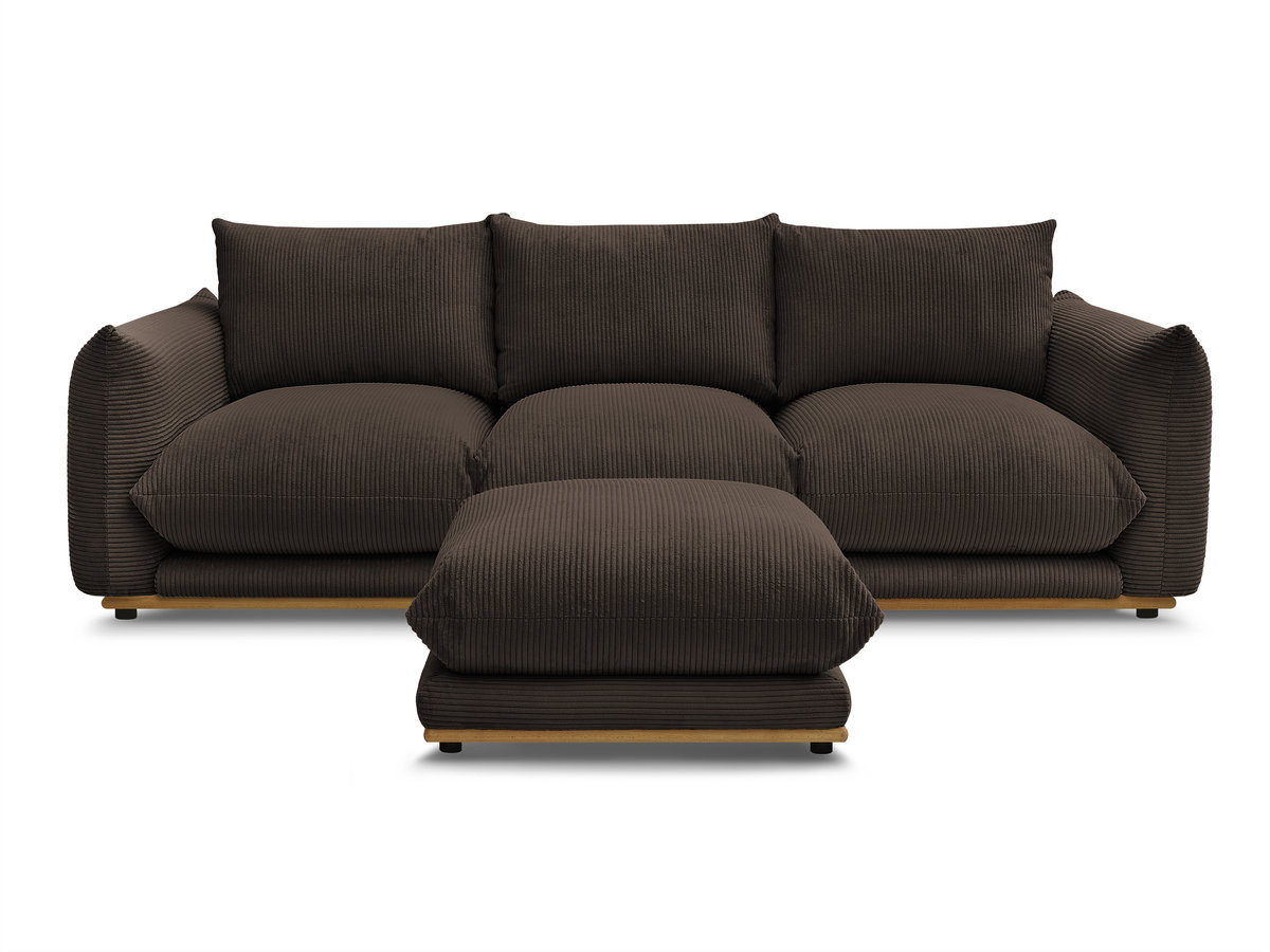 Bobochic Ernest Sofa 3-Sitzer mit Pouf 266 × 106 cm Cordsamt Braun