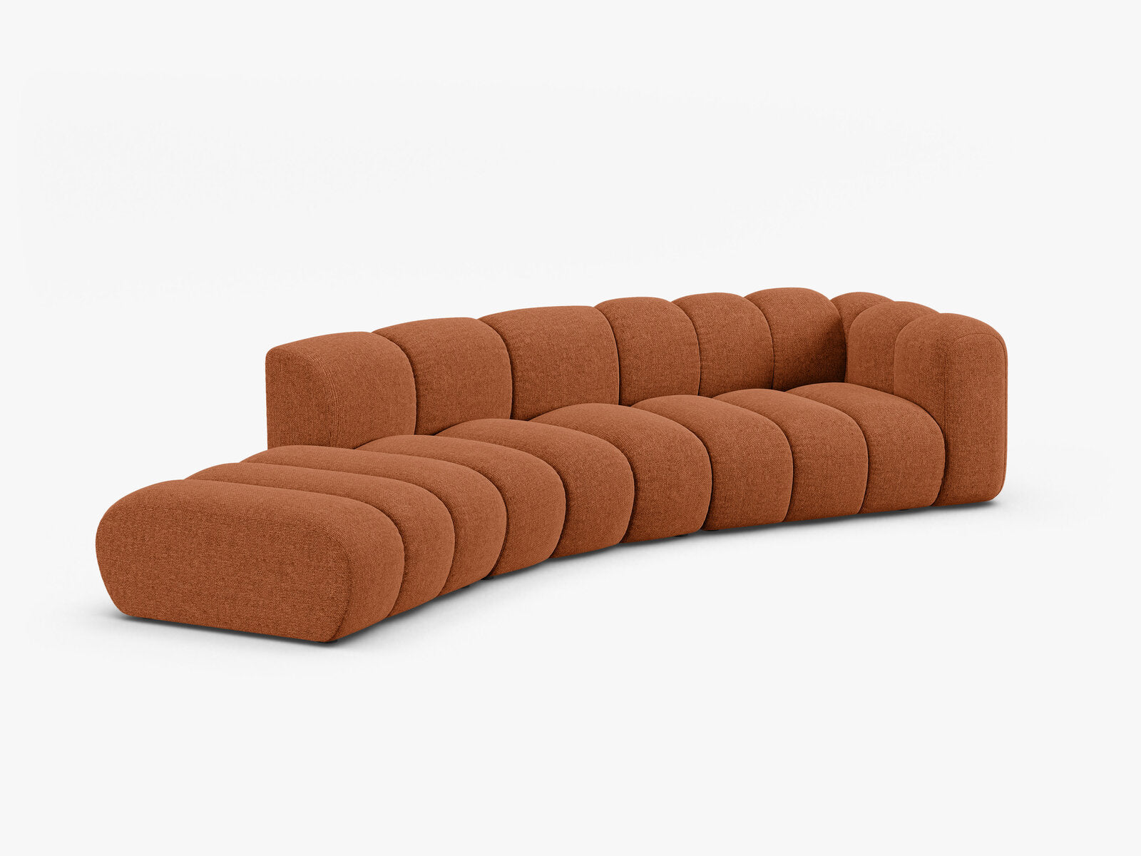 Micadoni Modulares Sofa Lupine 5-Sitzer Links Chenille Eden Ziegel