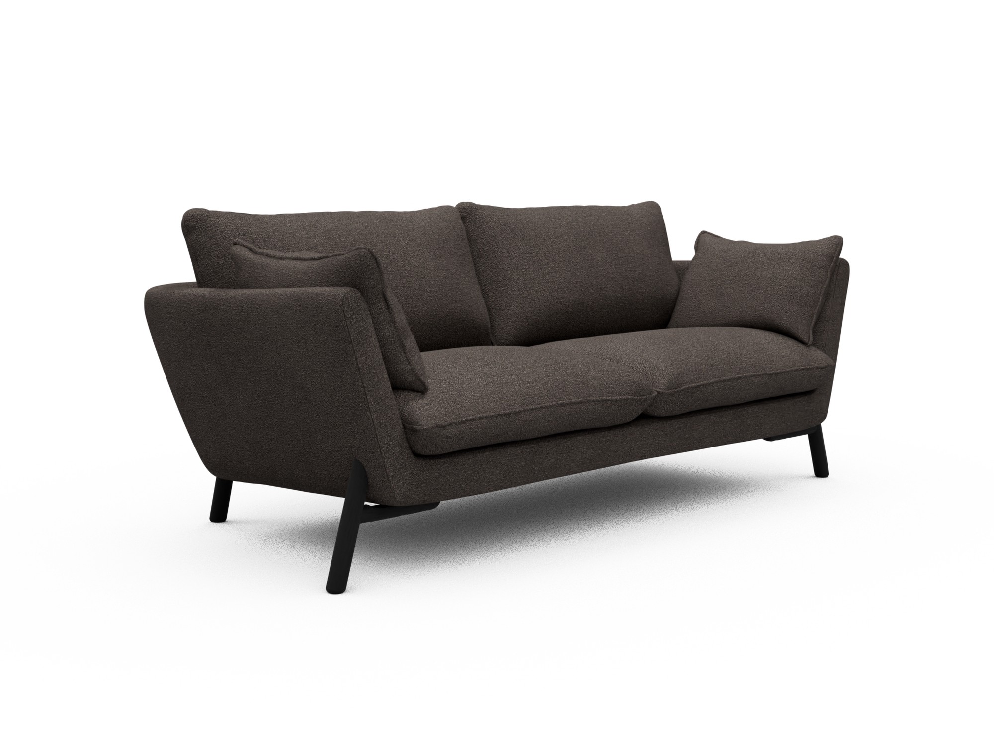 Skandi Home Sofa Emil 2-Sitzer Beinfarbe Eiche Schwarz Boucle-Taupe moebelfaktor