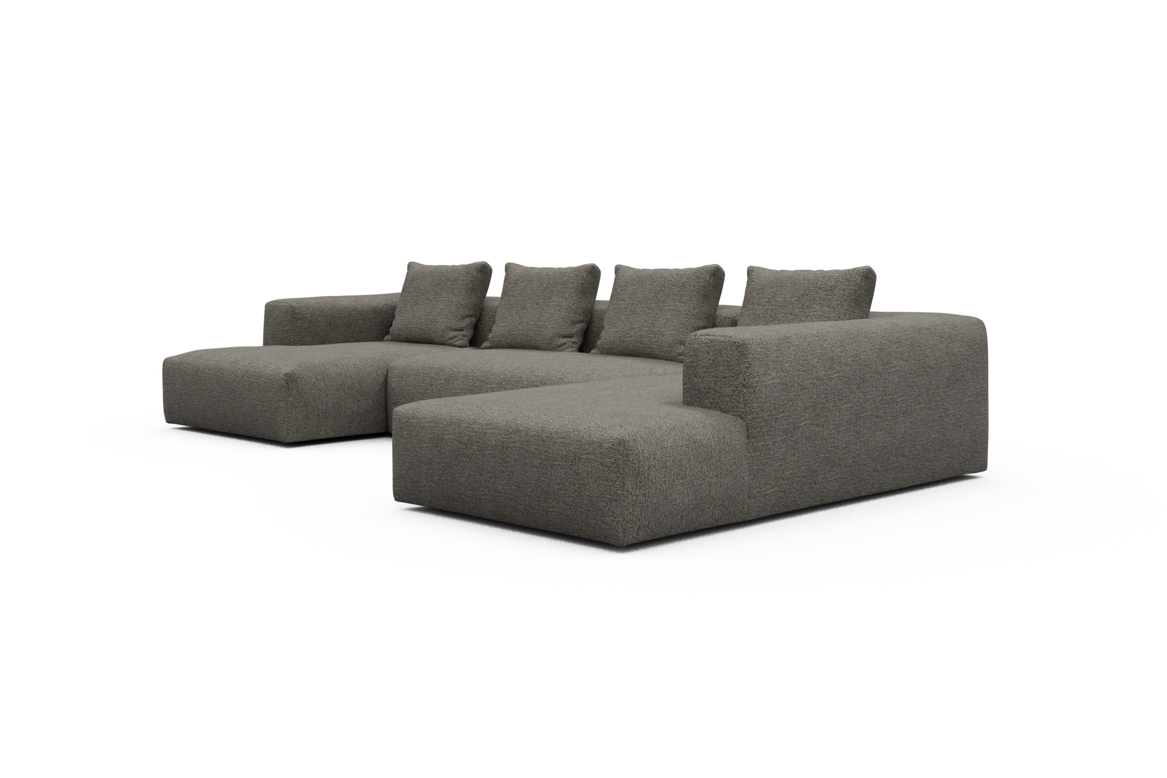 Wohnlandschaft Fred Relax-Ecke rechts mit 2-Sitzer und Chaiselongue links Carreno-Sepie-Brown