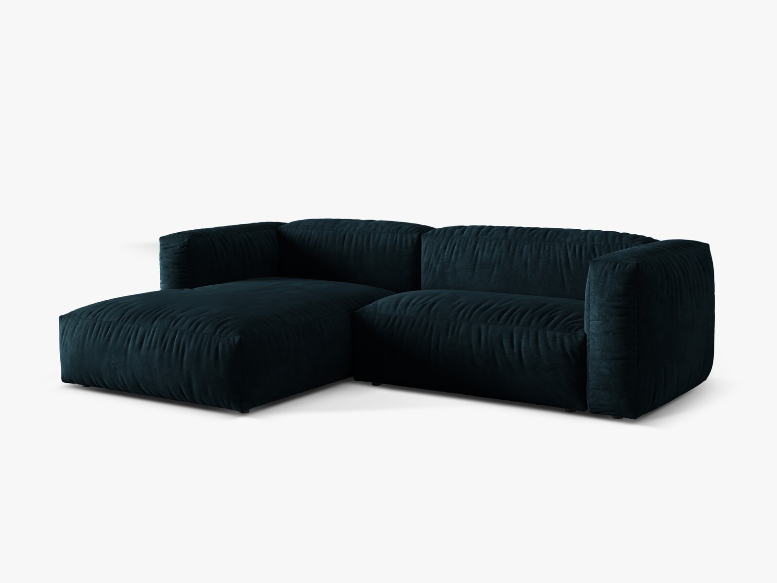 Micadoni Ecksofa Martina 2-Sitzer Links Samt Vogue Tiefes Petrol