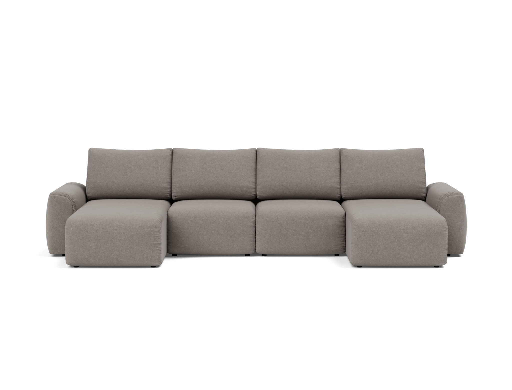 Schlafsofa Norum U-Form mit Chunky-Armlehnen Flachgewebe Mixed Dance 521-Grey