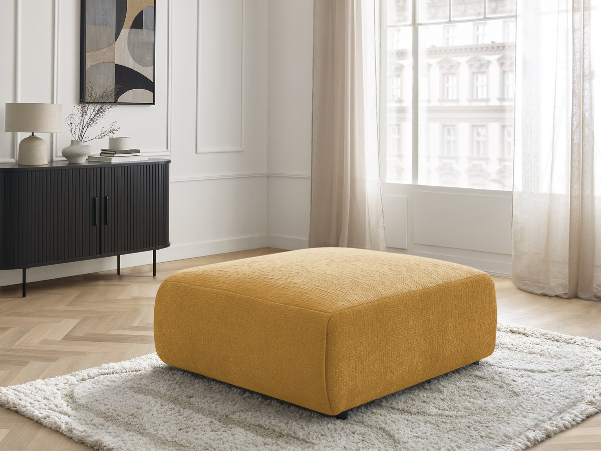 Bobochic Jana Pouf 94 × 114 cm Strukturstoff Gelb