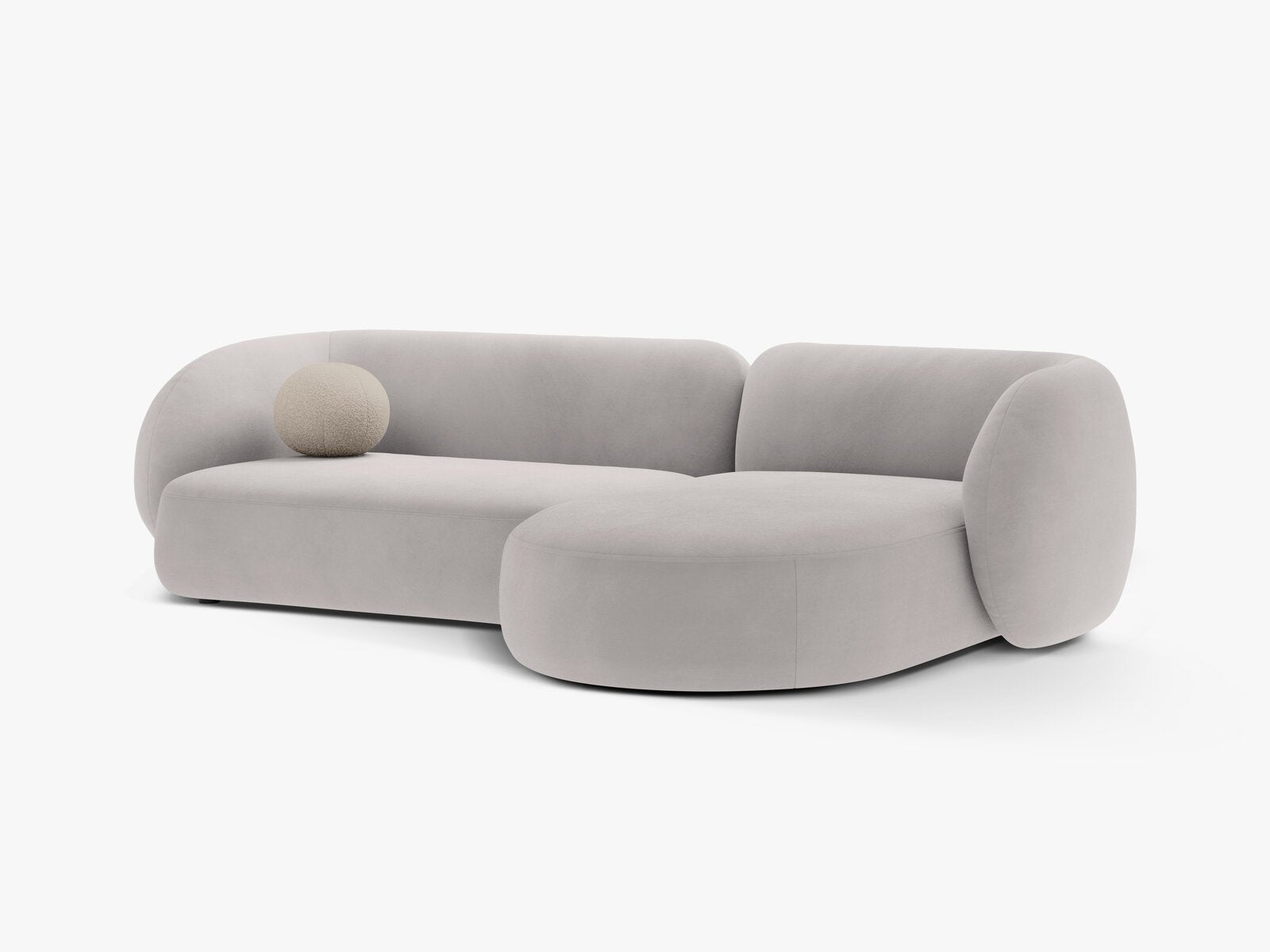 Micadoni Ecksofa Kate 3-Sitzer Rechts Samt Hellgrau