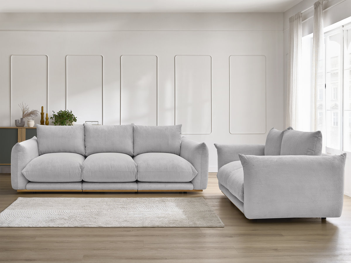 Bobochic Ernest Sofa 5-Sitzer Cordsamt Hellgrau