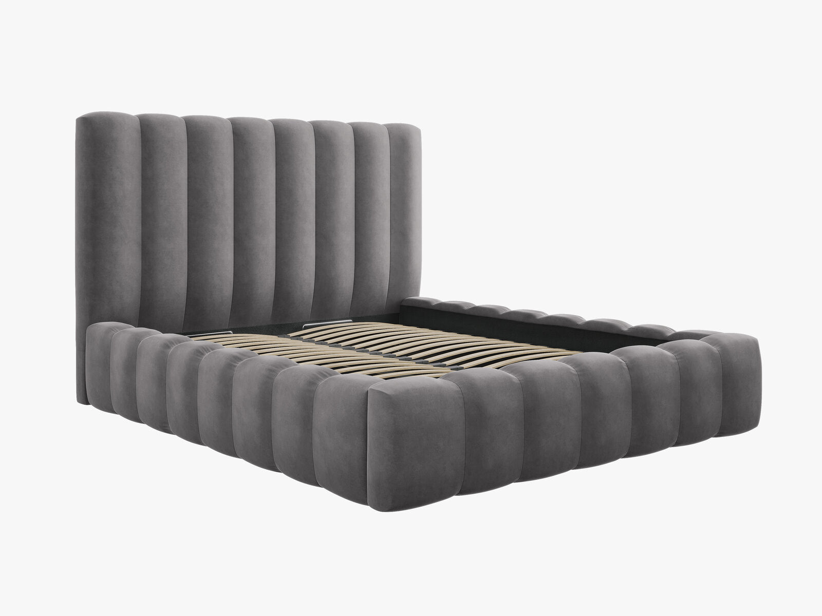 Micadoni Bett Kelp Samt Bluvel Grau