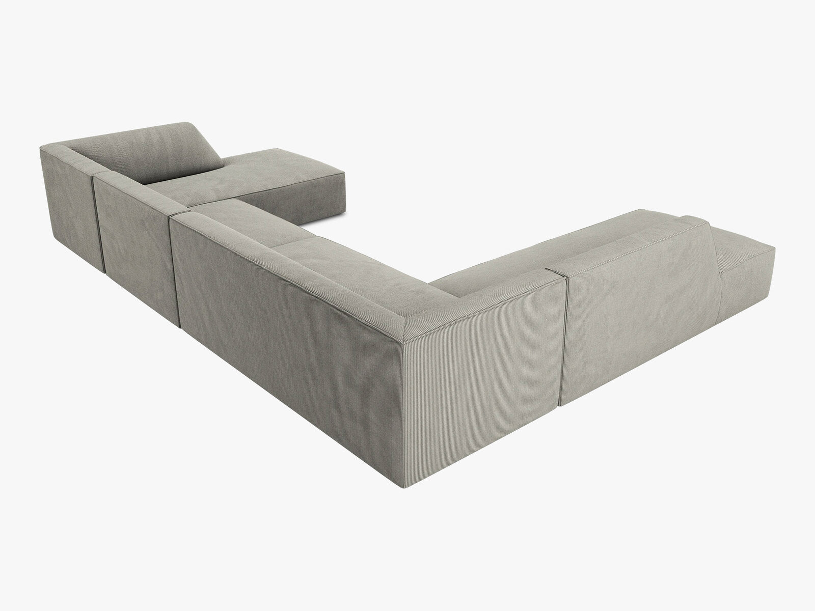 Micadoni Panorama-Ecksofa Ruby 7-Sitzer Links Kord Scala Hellgrau