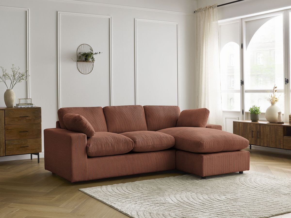 Bobochic Belair Ecksofa 220 × 139 cm Cordsamt Orange