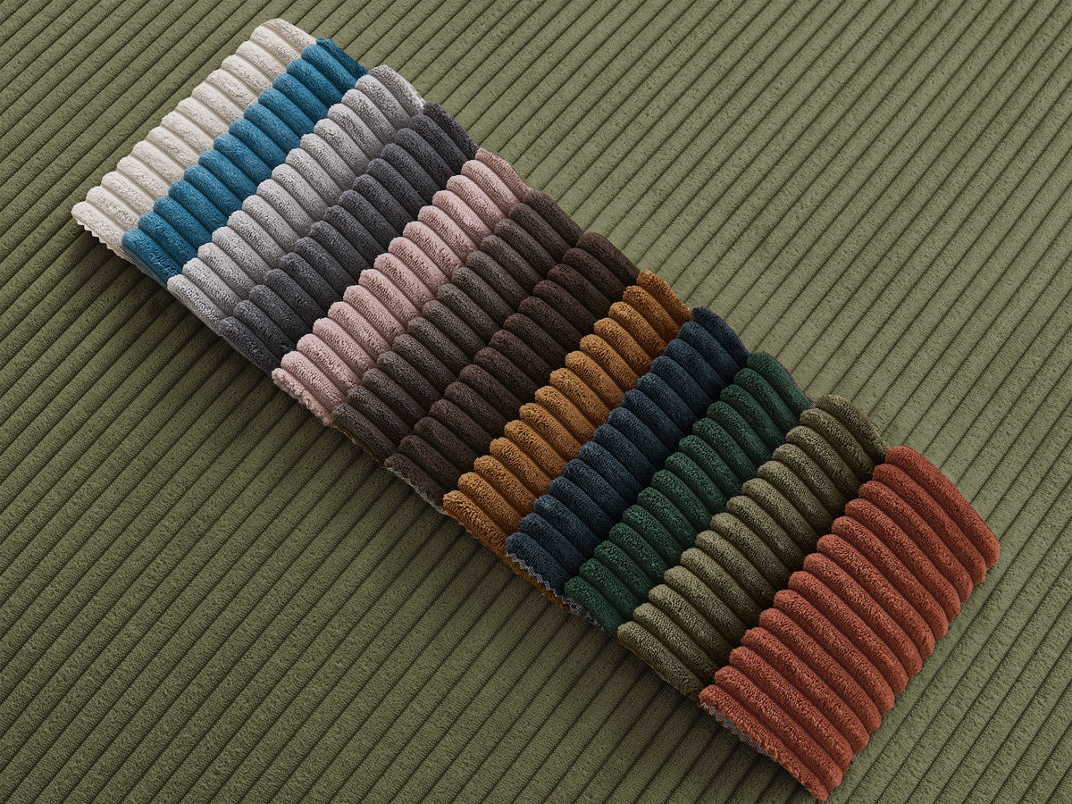 Bobochic Ernest Sofa 5-Sitzer mit Pouf Cordsamt Grün
