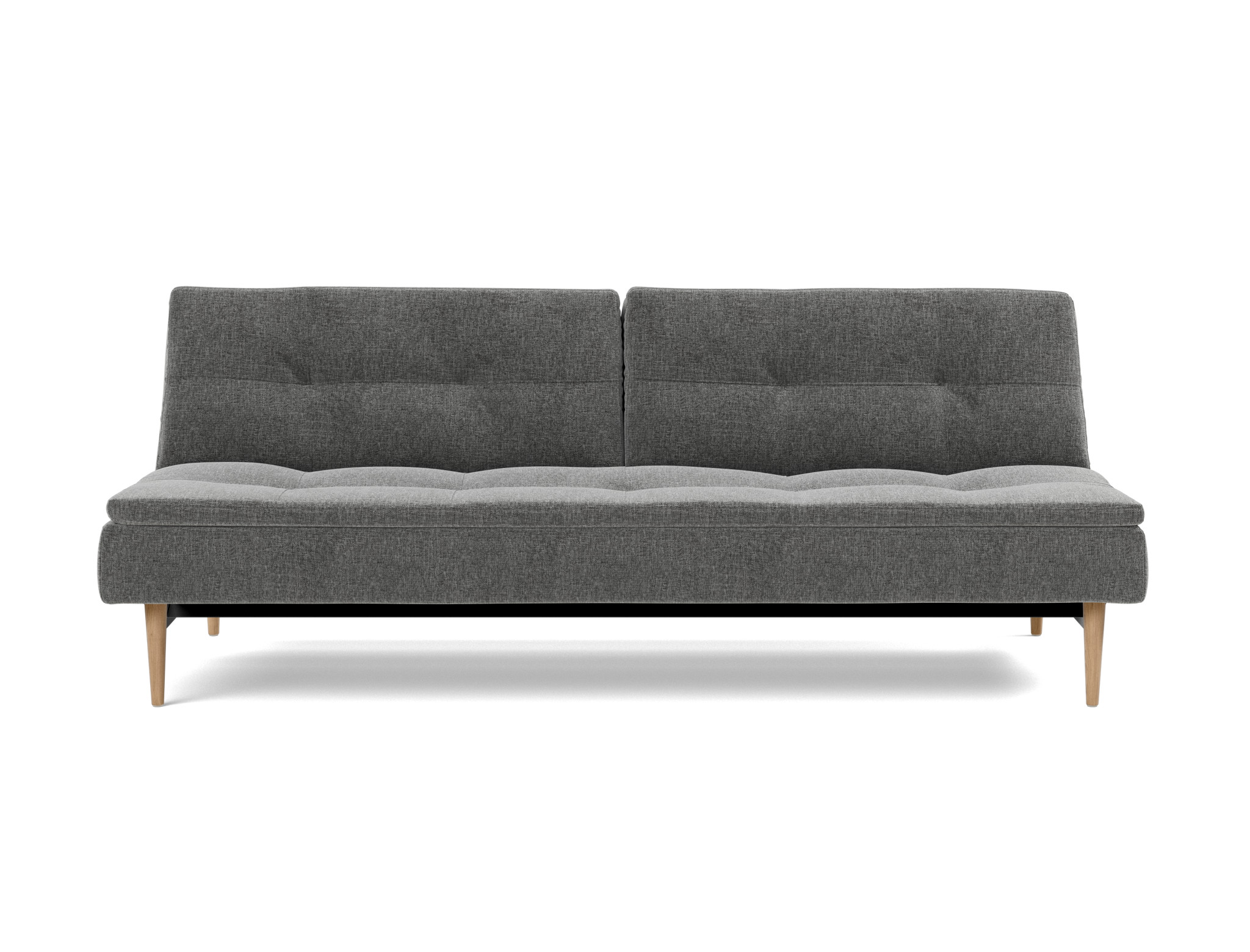 Schlafsofa Dublexo Strukturierter Stoff Twist 563-Charcoal Beine Styletto Eiche hell
