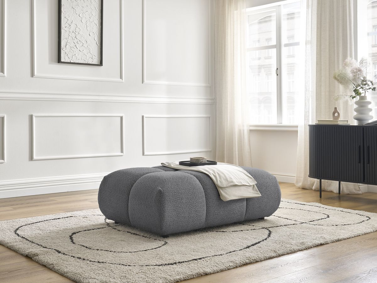 Bobochic Alya Pouf Bouclé-Stoff Dunkelgrau
