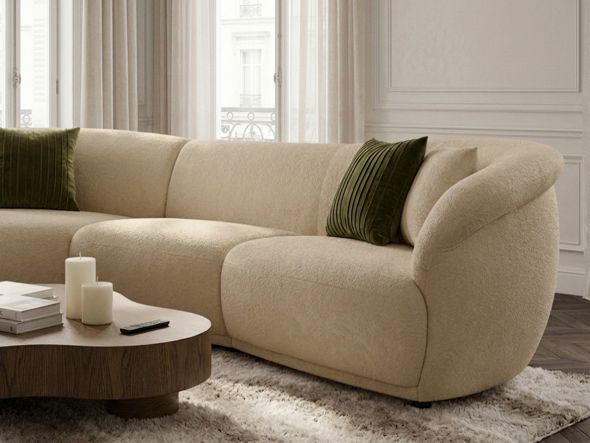 Bobochic Nora Ecksofa Chenille Beige Ecke links