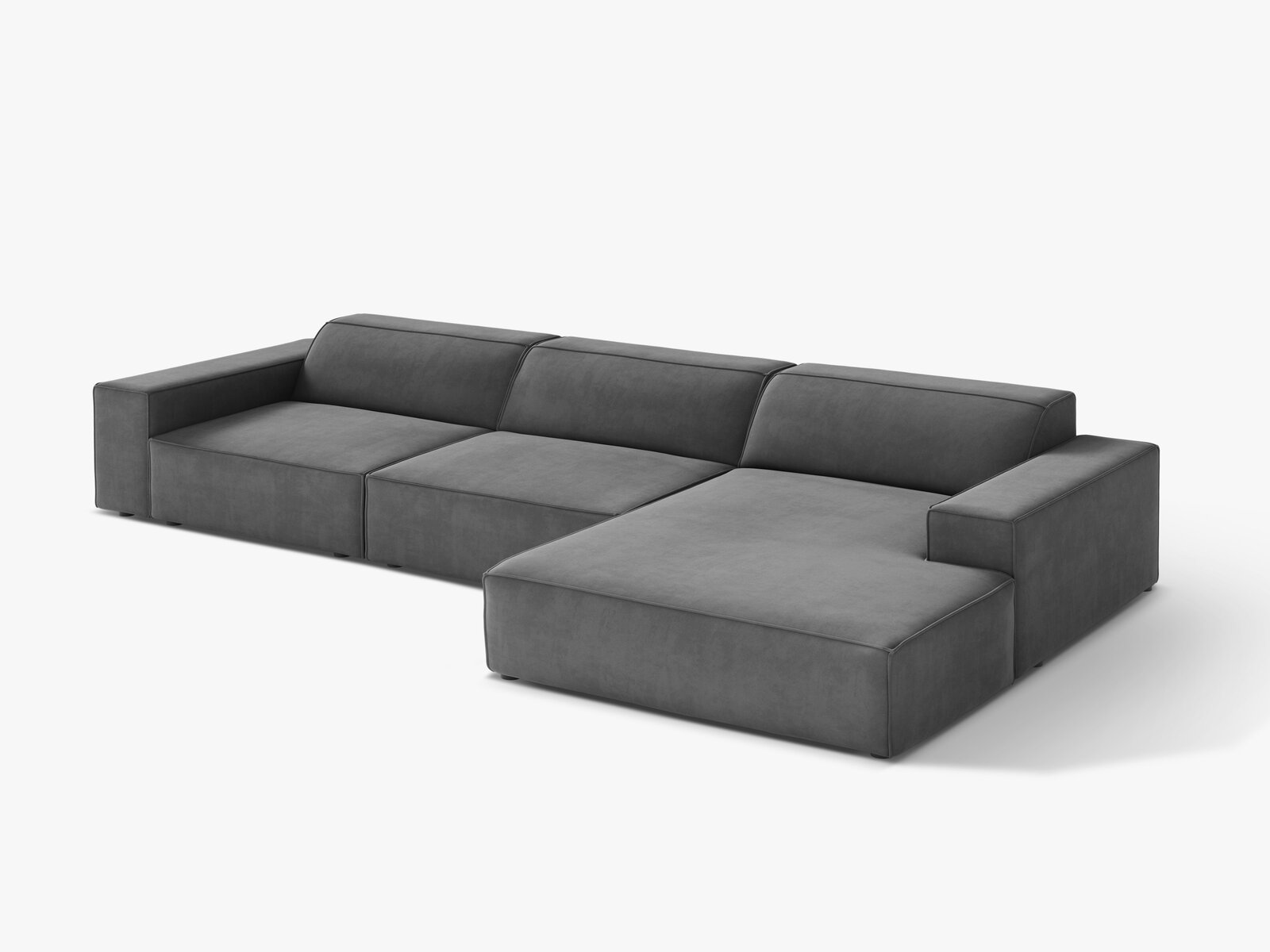 Micadoni Ecksofa Jodie 4-Sitzer Samt Venus Grau Rechts