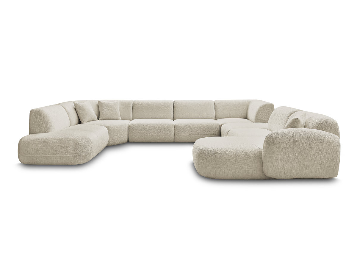 Bobochic Anda Wohnlandschaft mit Pouf 396 × 357 cm Chenille Beige Ecke rechts