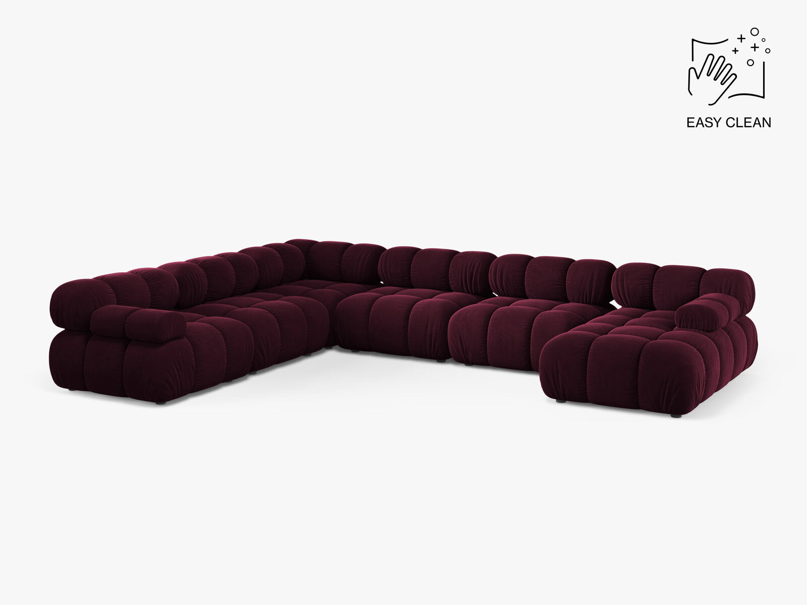 Micadoni Modulares Panorama Ecksofa Bellis 8-Sitzer Links Samt Venus Burgunder