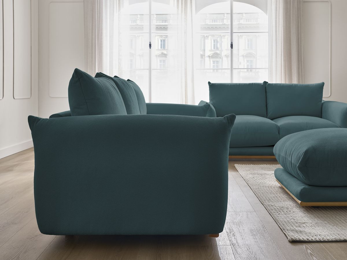 Bobochic Ernest Sofa 6-Sitzer mit Pouf Stoff Dunkelblau