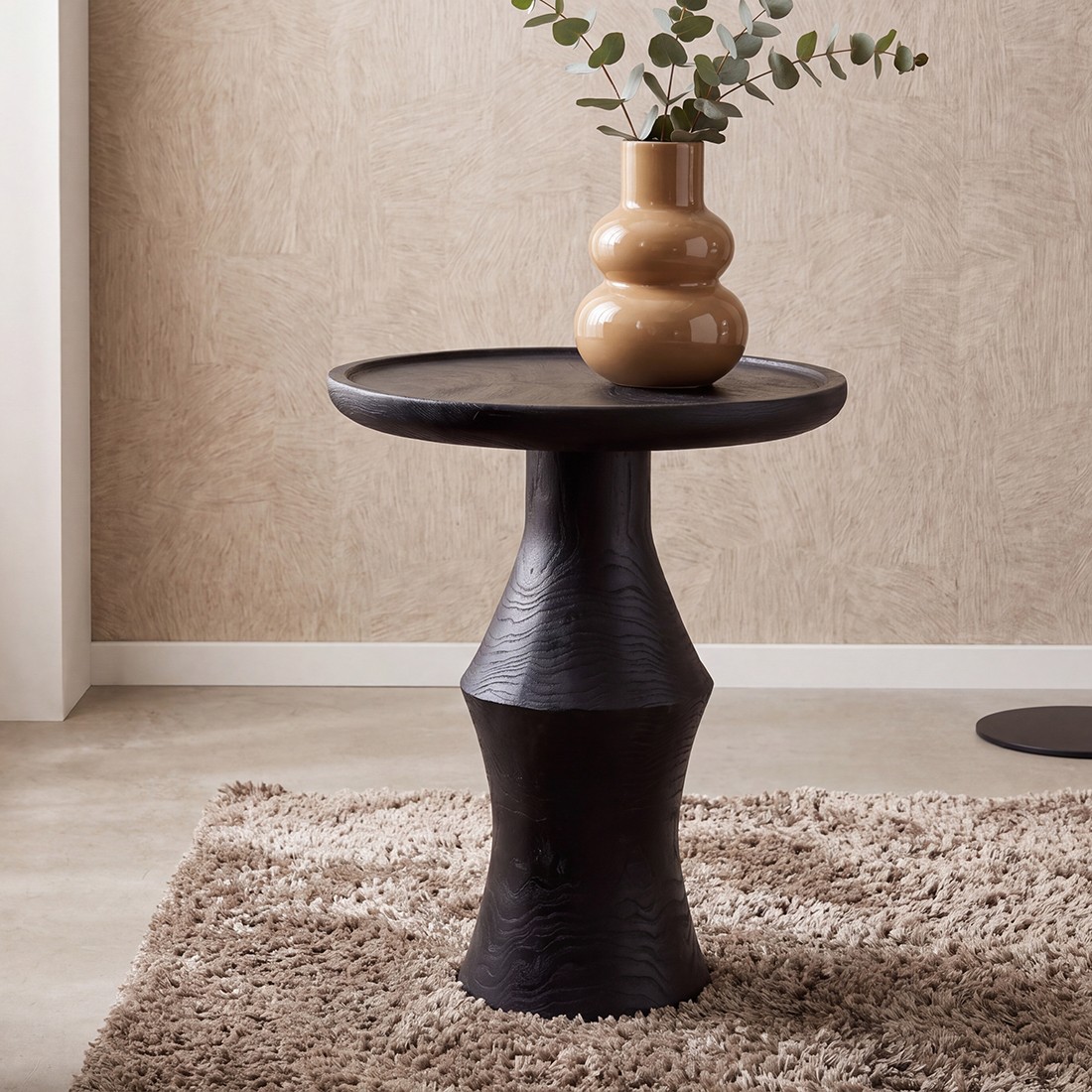 Raw Materials Nero Beistelltisch aus Teakholz Twilight schwarz