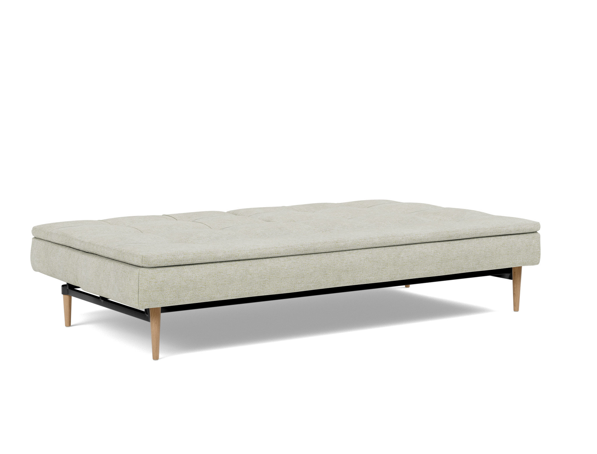 Schlafsofa Dublexo Flachgewebe Avella 280-Sand Beine Styletto Eiche hell