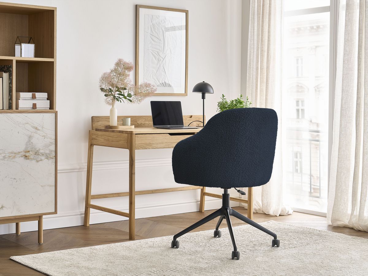 Bobochic Sophie Bürostuhl Bouclé-Stoff Dunkelblau