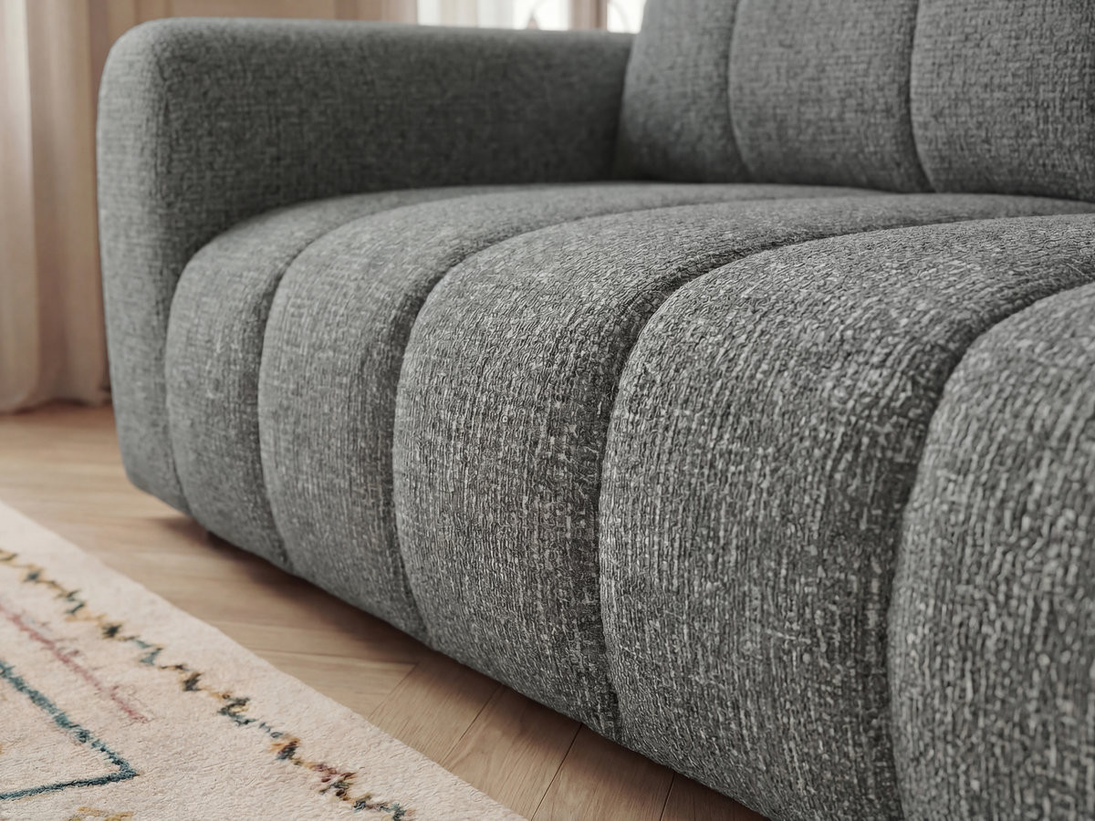 Bobochic Nesty Sofa 3-Sitzer mit Pouf Melange-Stoff Dunkelgrau