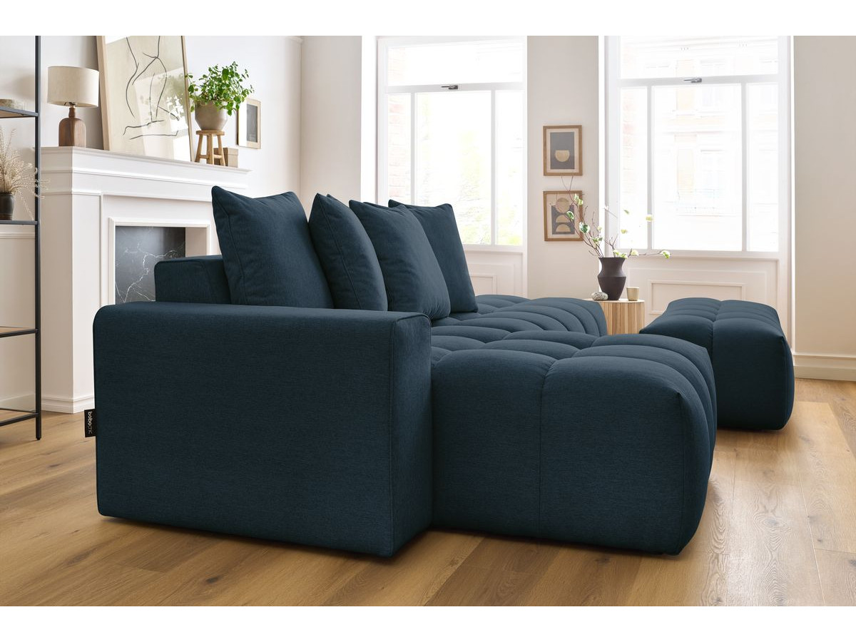 Bobochic Mont-blanc Ecksofa mit Pouf Melange-Stoff Dunkelblau Ecke links