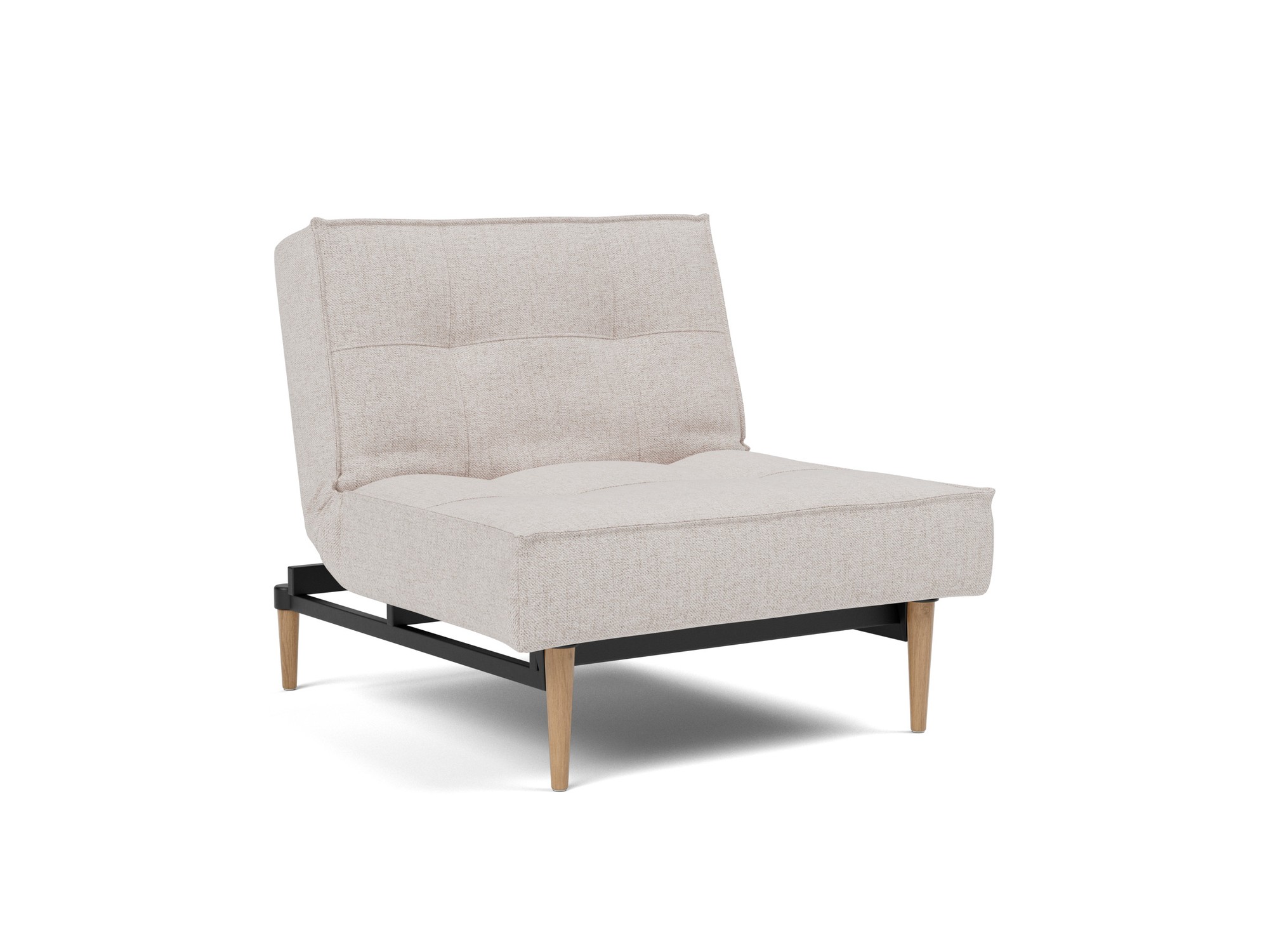 Sessel Splitback Strukturierter Stoff Weda 300-Weda-Sand Beine Styletto Eiche hell