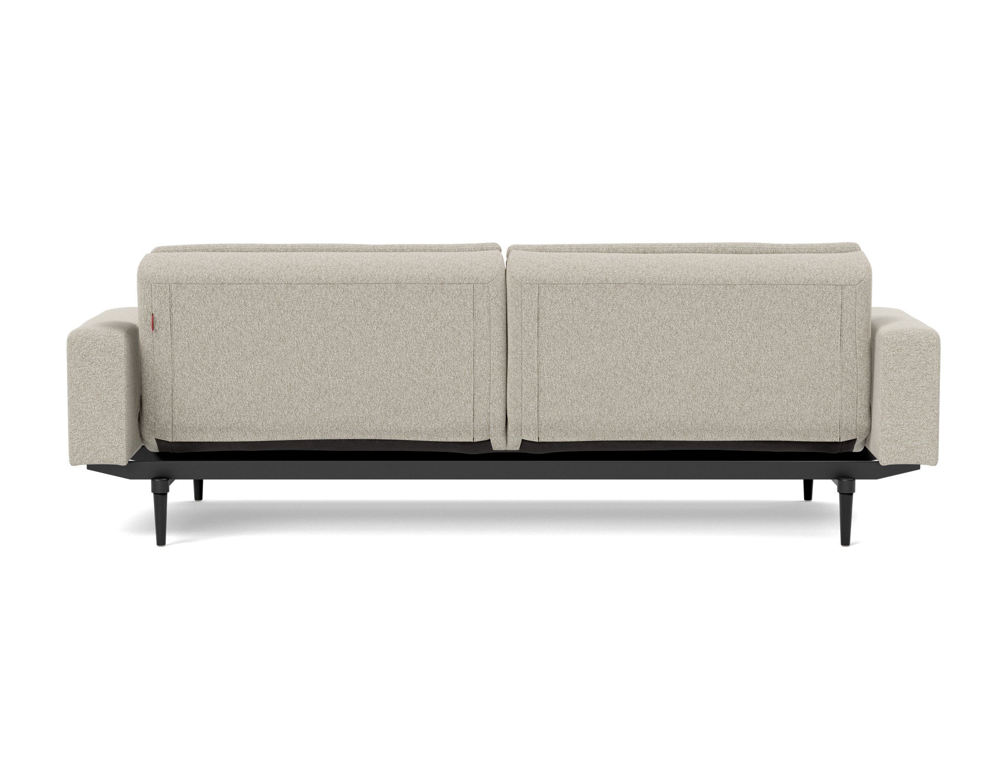 Schlafsofa Dublexo mit Armlehnen Boucle Skandi 539-Beige Beine Styletto Eiche schwarz