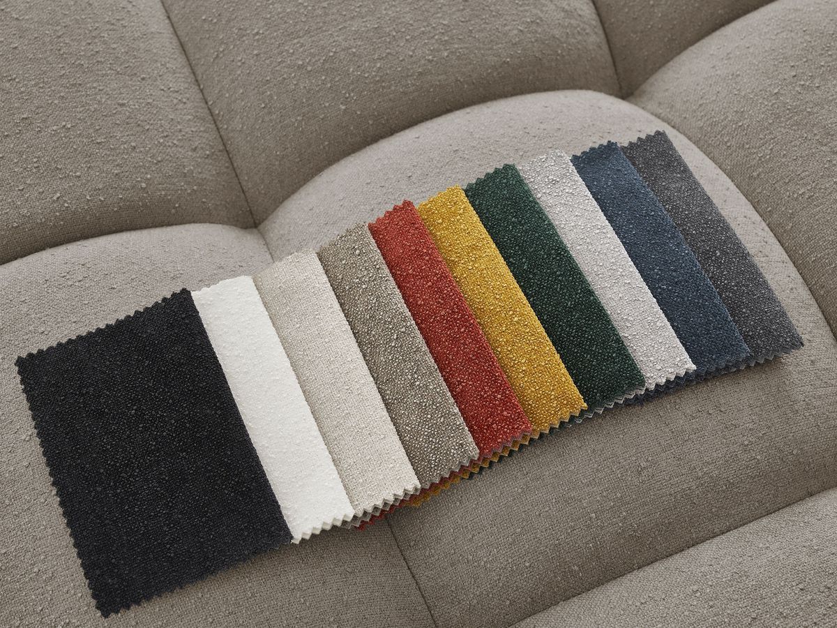 Bobochic Everest Wohnlandschaft mit Pouf, 6 Kissen Strukturstoff Taupe Ecke rechts