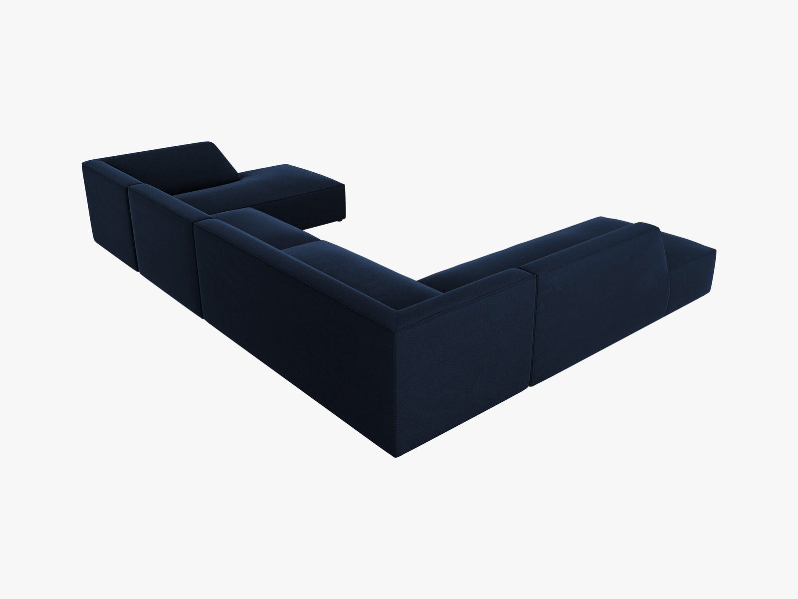 Micadoni Panorama-Ecksofa Ruby 7-Sitzer Links Samt Salvador Königsblau