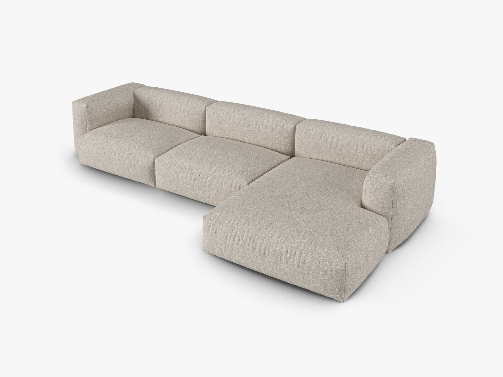 Micadoni Ecksofa Martina 3-Sitzer 90cm Sitztiefe Rechts Boucle Monet Beige