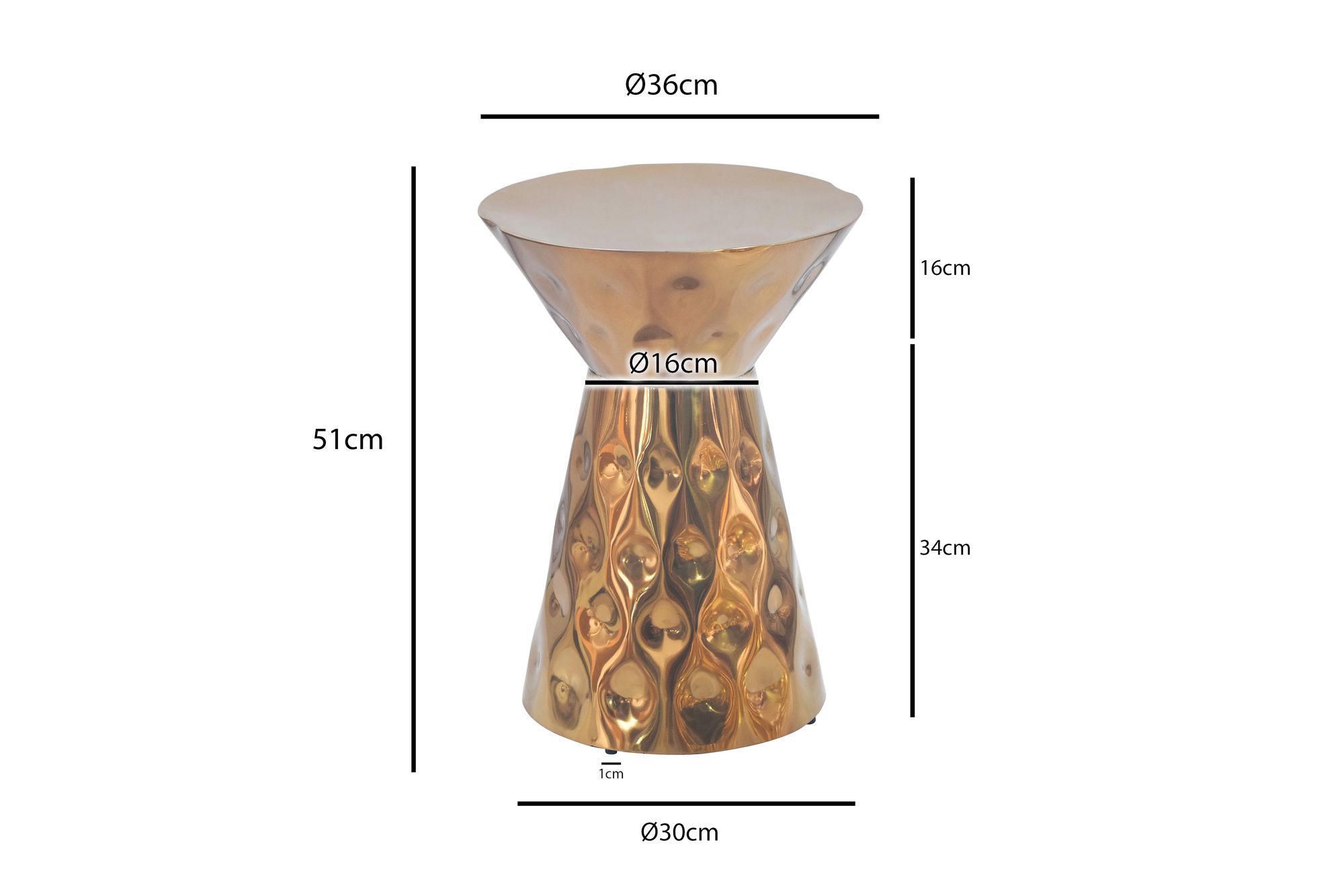 Beistelltisch Selje Aluminium Gold Höhe 51 cm