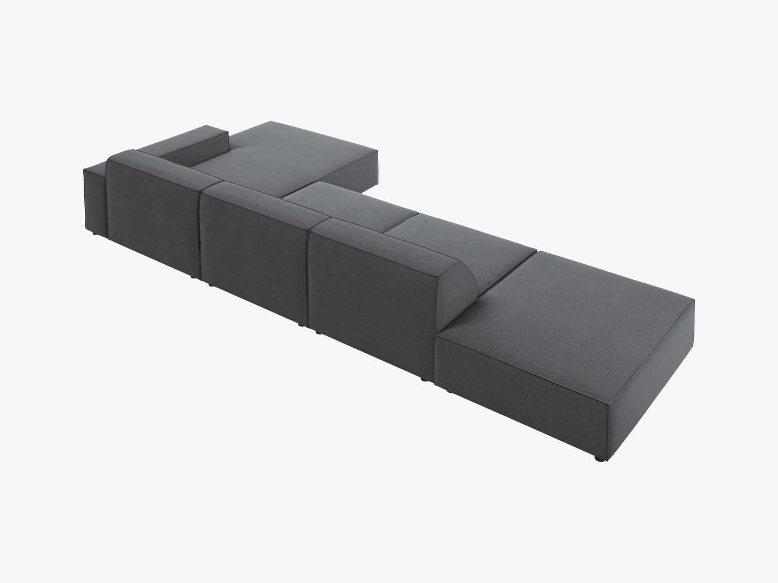 Micadoni Ecksofa Jodie 5-Sitzer Rechts Strukturierter Stoff Megan Dunkelgrau