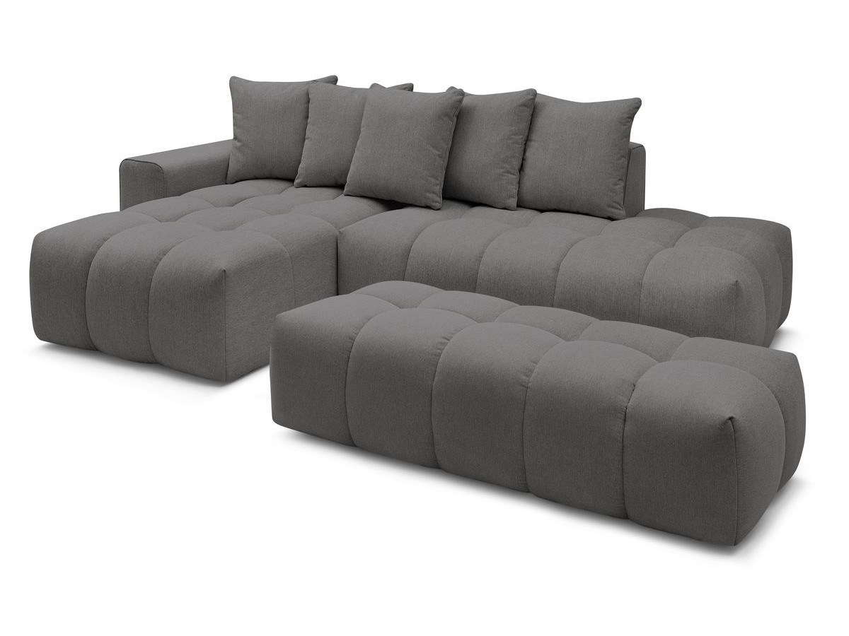 Bobochic Mont-blanc Ecksofa mit Pouf Melange-Stoff Dunkelgrau Ecke links