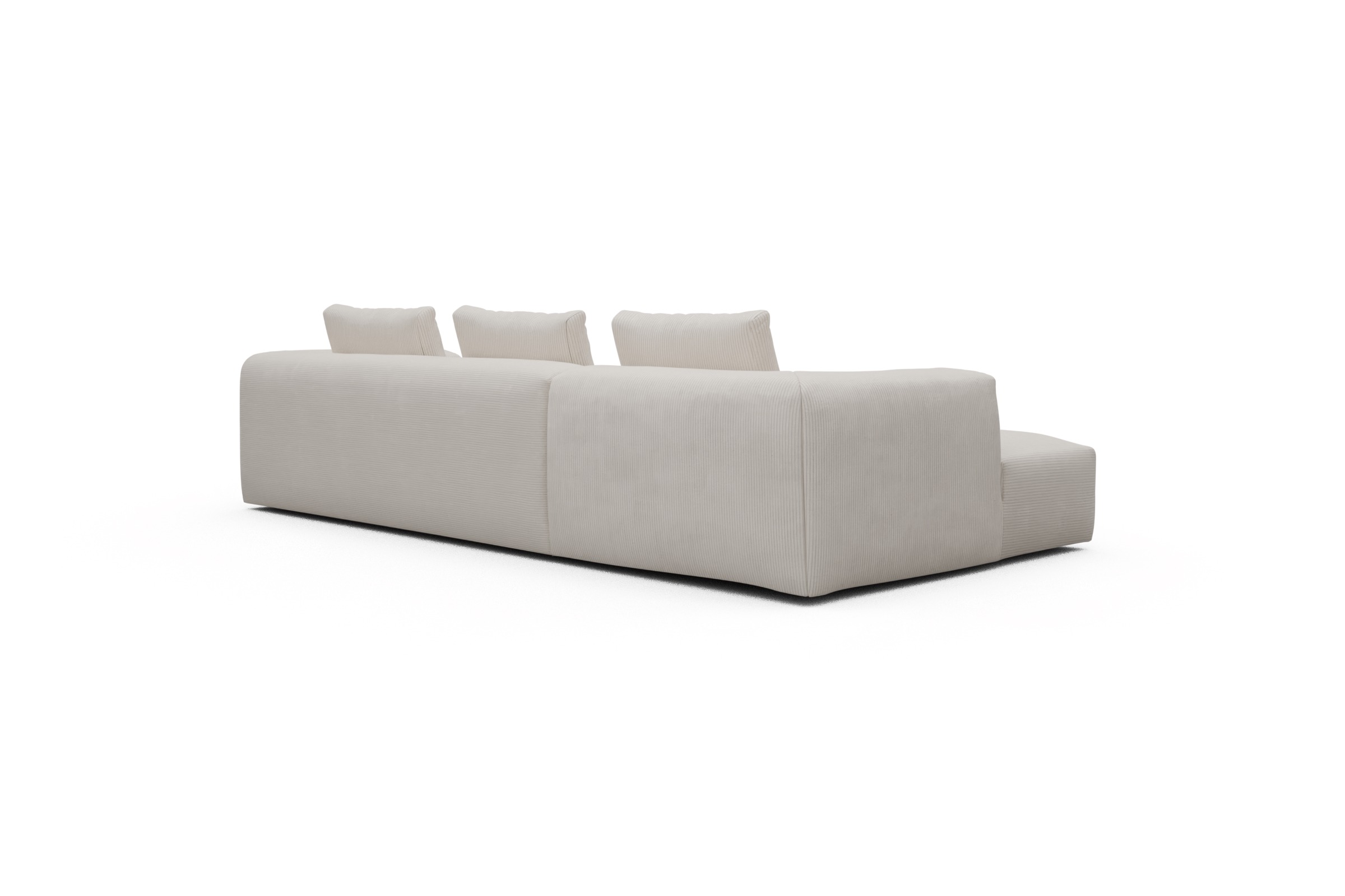Ecksofa Fred Chaiselongue links mit 2,5-Sitzer Corduroy-Ivory