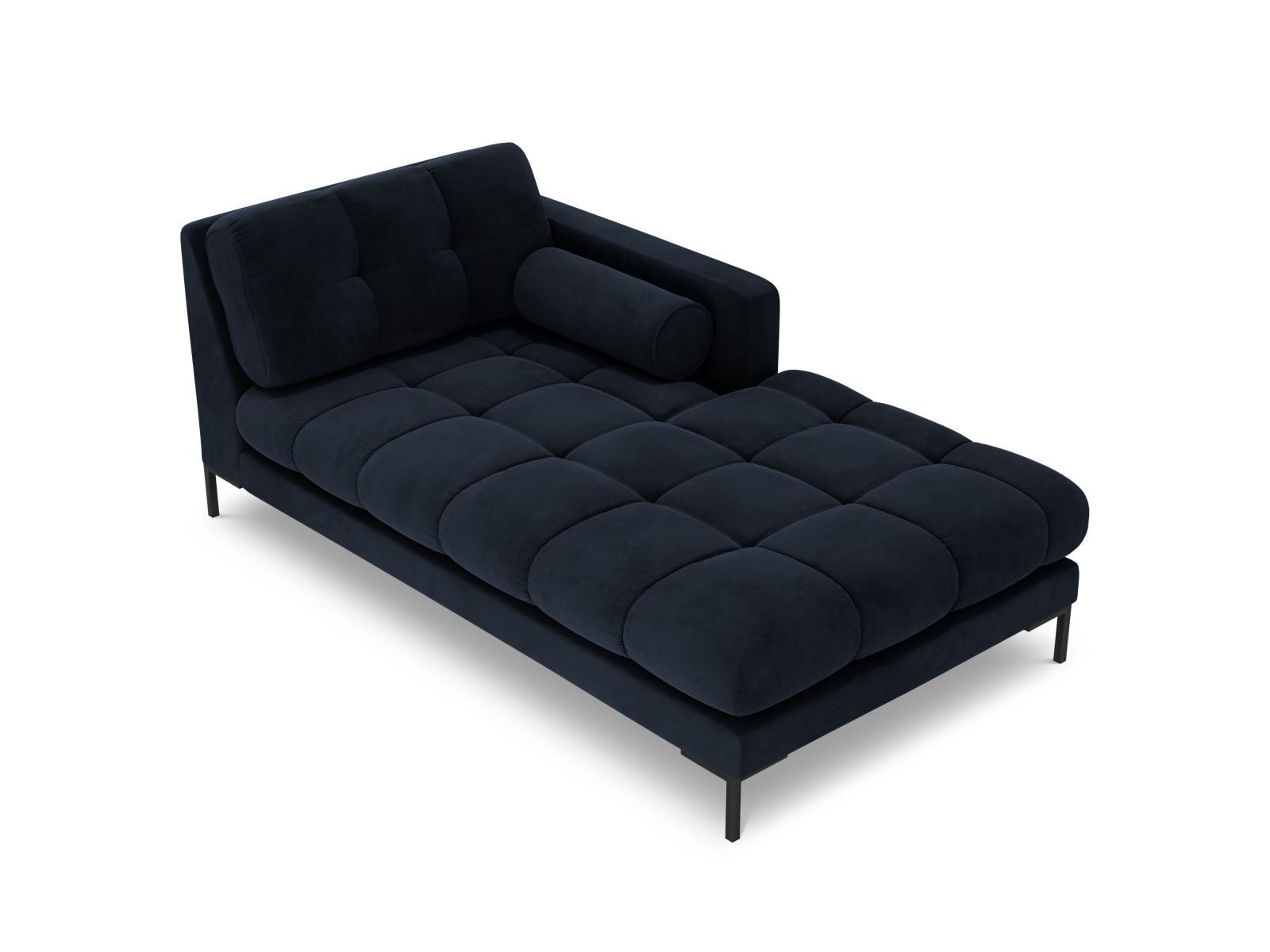 Cosmopolitan Design Chaiselongue Bali Samt Bluvel Dunkelblau Rechts Beine Schwarzes Metall