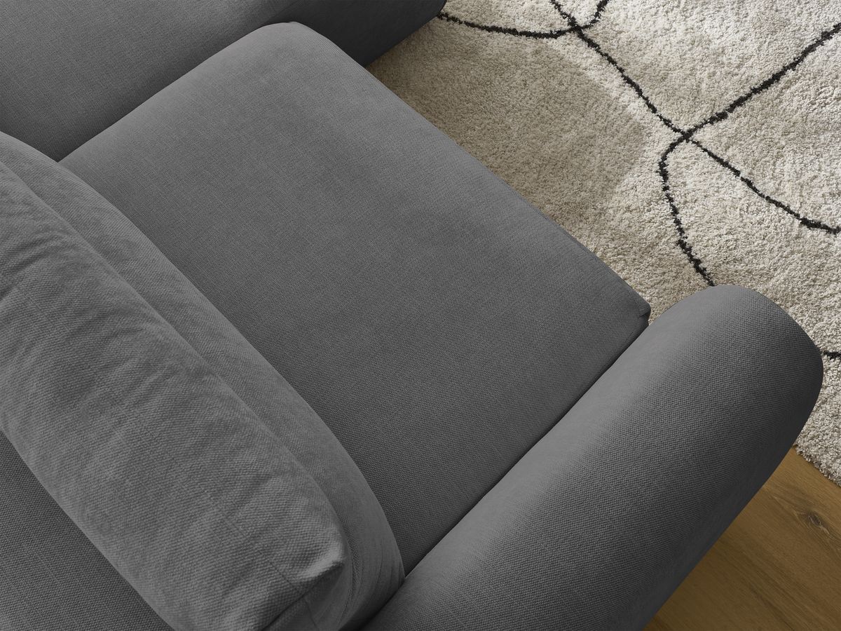 Bobochic Aden Ecksofa 246 × 152 cm Stoff Dunkelgrau Ecke rechts