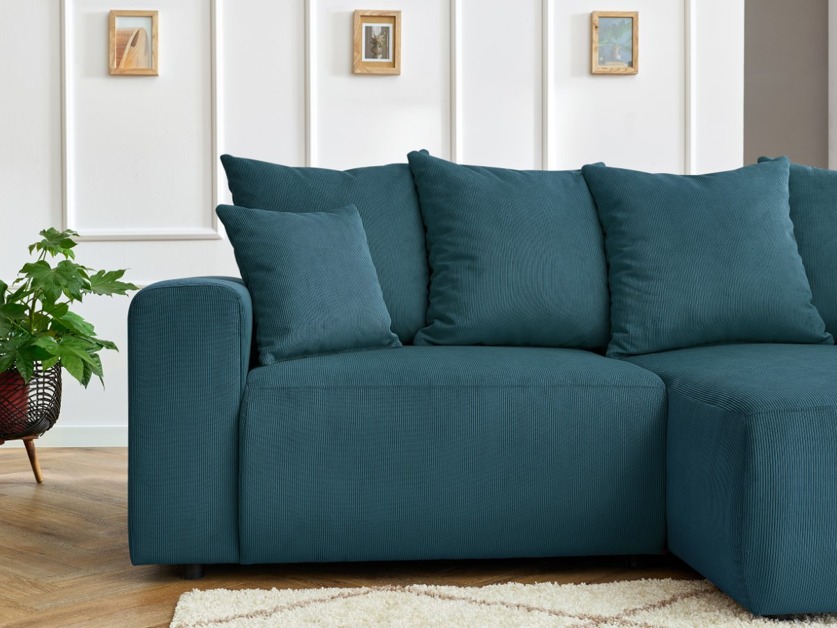 Bobochic Enjoy Ecksofa Cordsamt Dunkelblau Ecke rechts