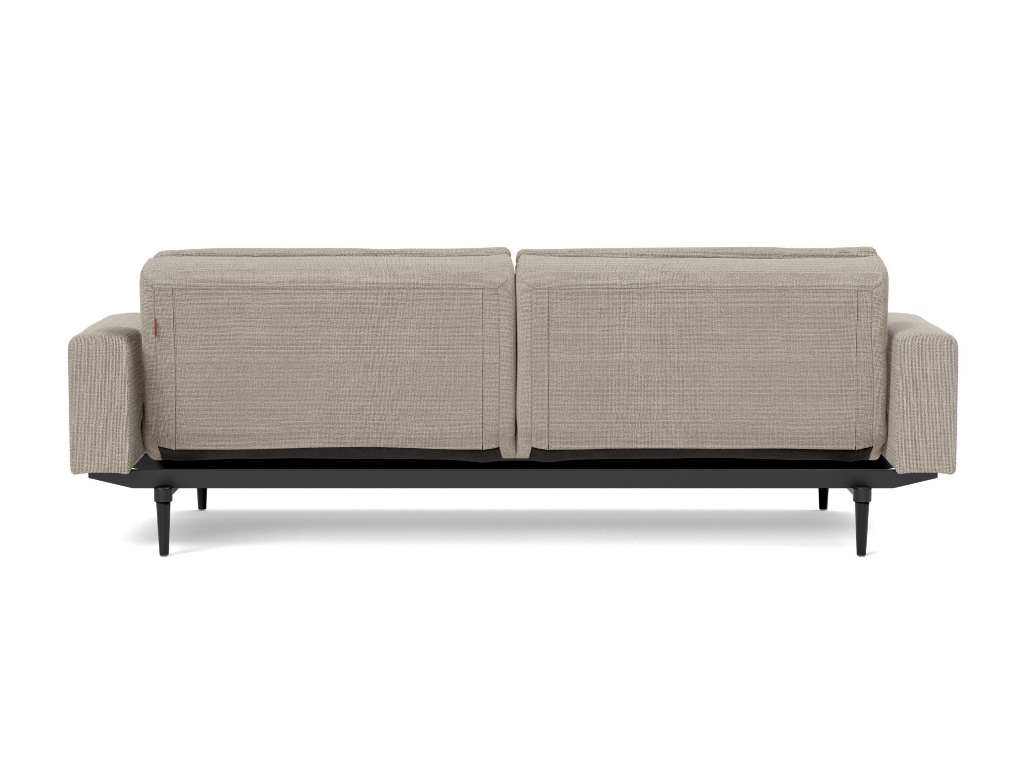 Schlafsofa Dublexo mit Armlehnen Strukturierter Stoff Kenya 579-Gravel Beine Styletto Eiche schwarz