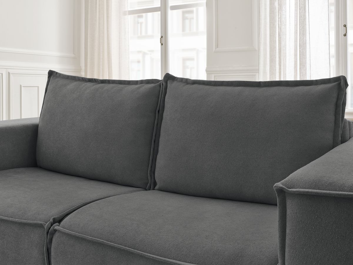 Bobochic Chelsea Schlafsofa 3-Sitzer Strukturstoff Dunkelgrau, Liegefläche 160 × 200 cm