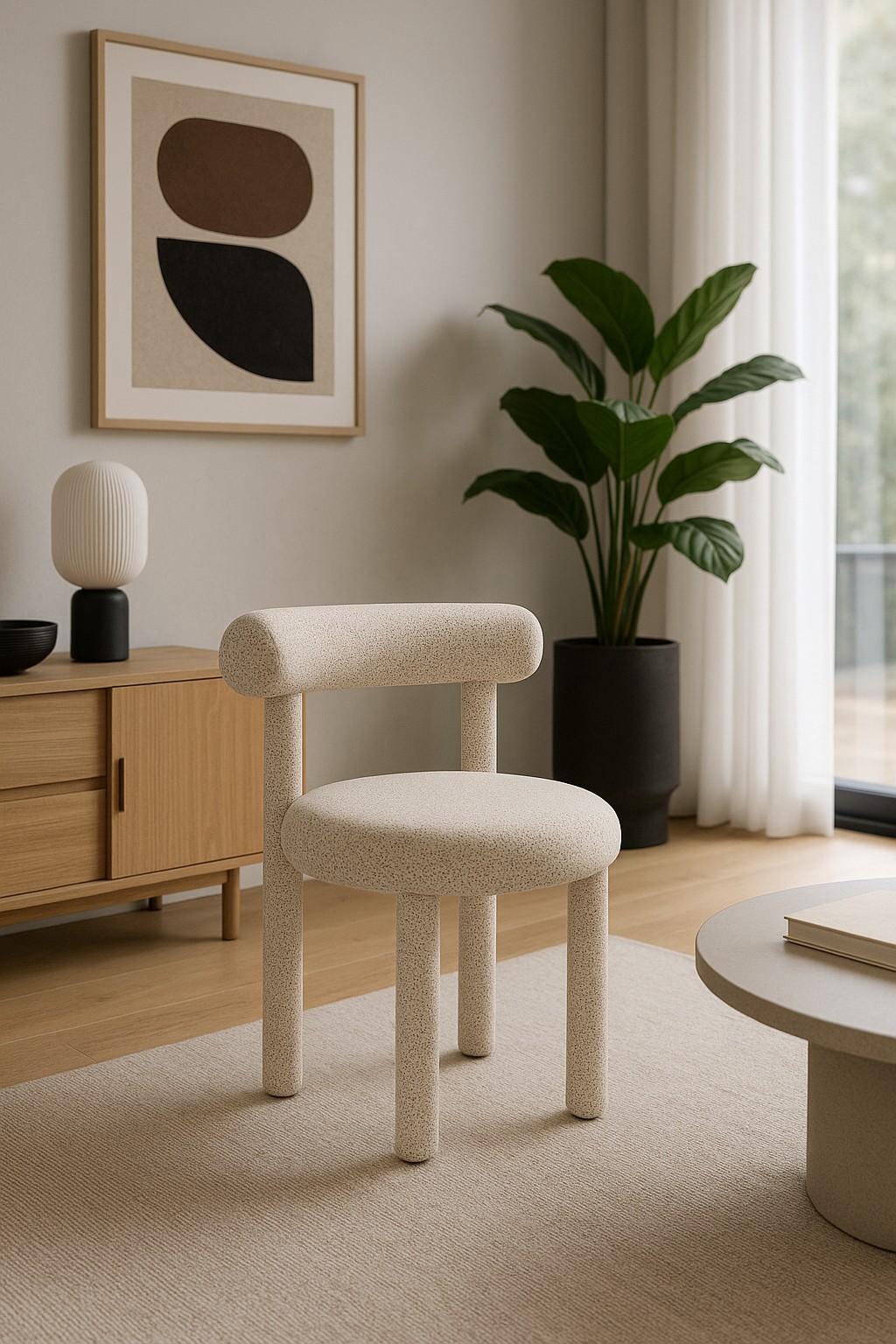 Livin Hill Polsterstuhl Leith 62 × 58 × 80 cm Helles Creme, farbige Fäden