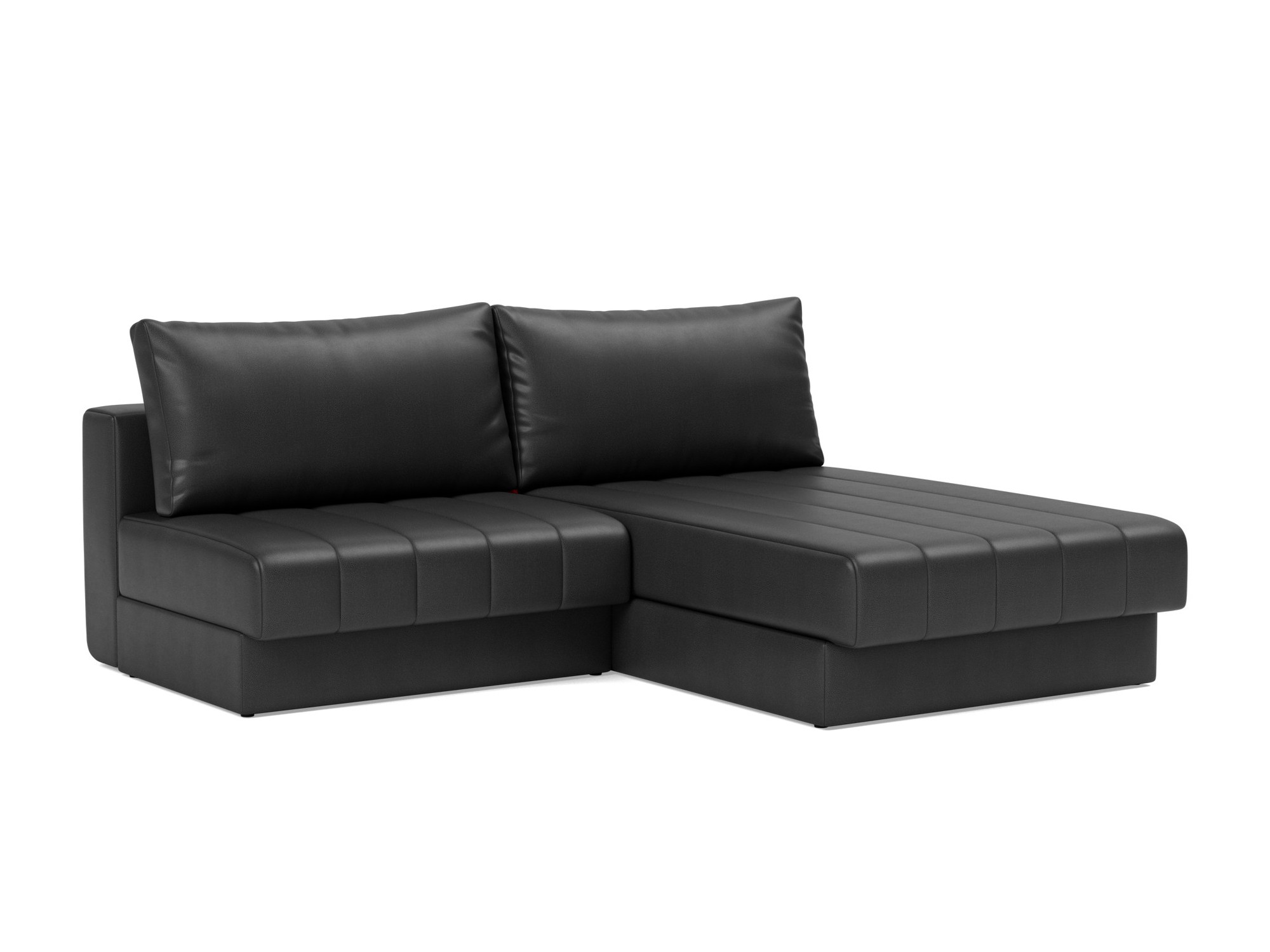 Schlafsofa Akello mit Chaiselongue Lederoptik Faunal 550-Black