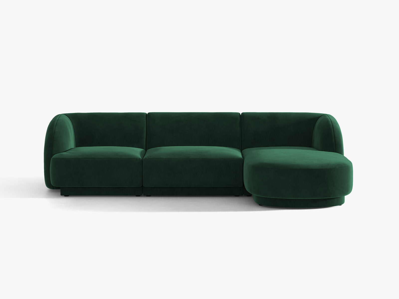Micadoni Ecksofa Miley 4-Sitzer Rechts Samt Bluvel Flaschengrün