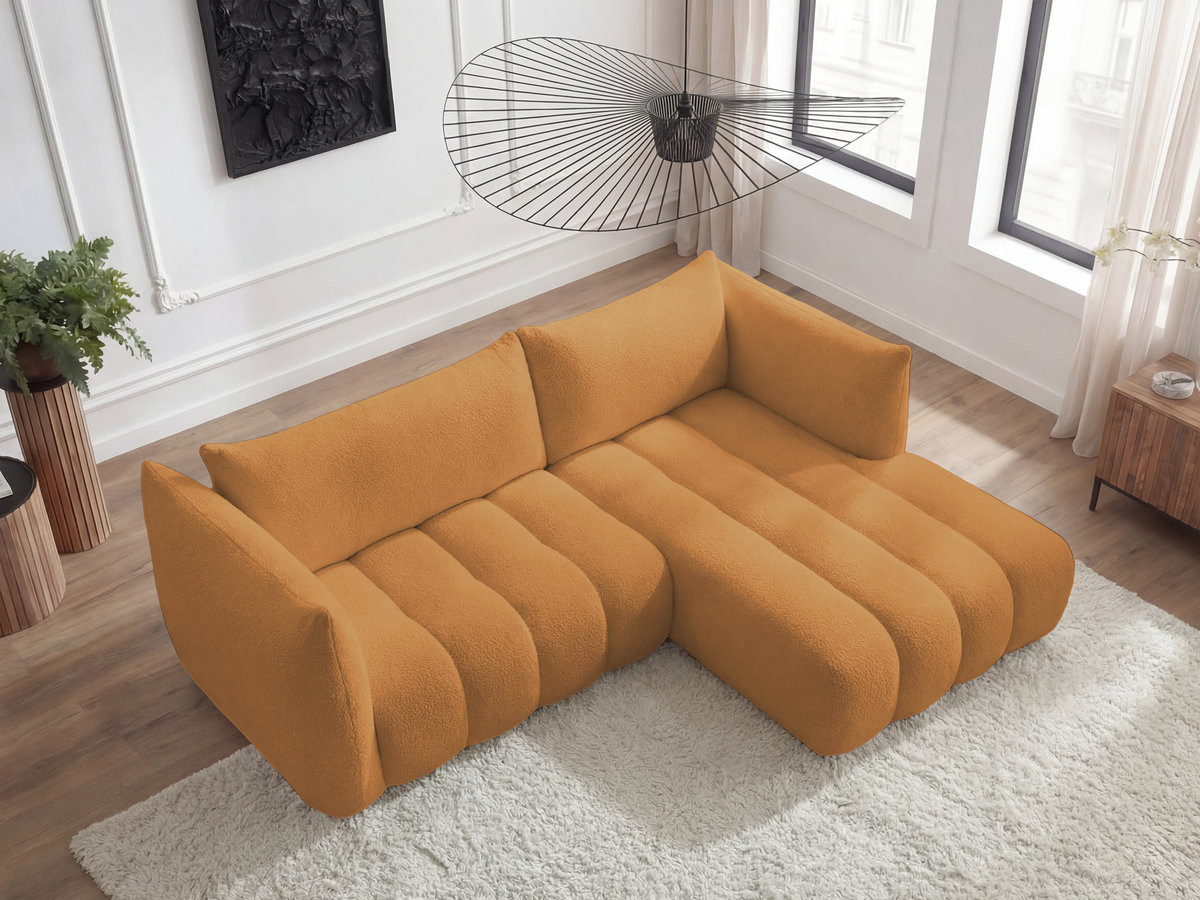 Bobochic Azra Ecksofa 262 × 178 cm Bouclé-Stoff Gelb Ecke rechts