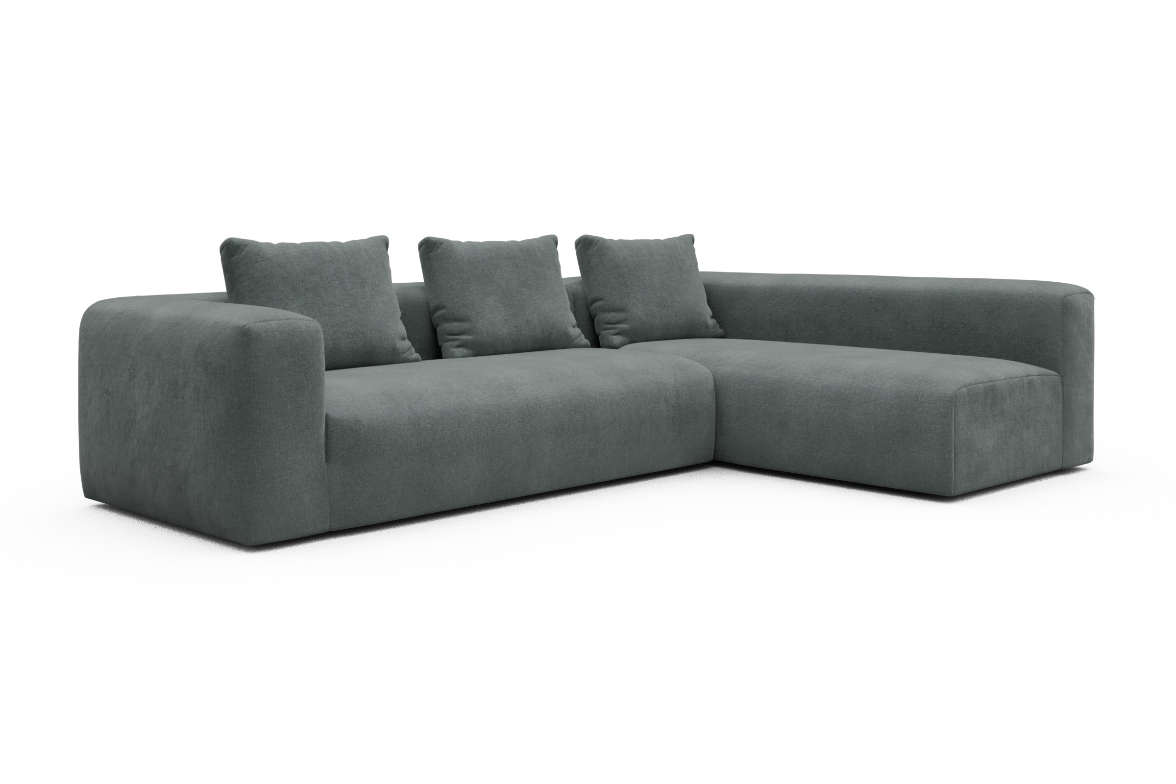 Ecksofa Fred 2x 2,5-Sitzer rechts offen Smooth-Silver-Grey