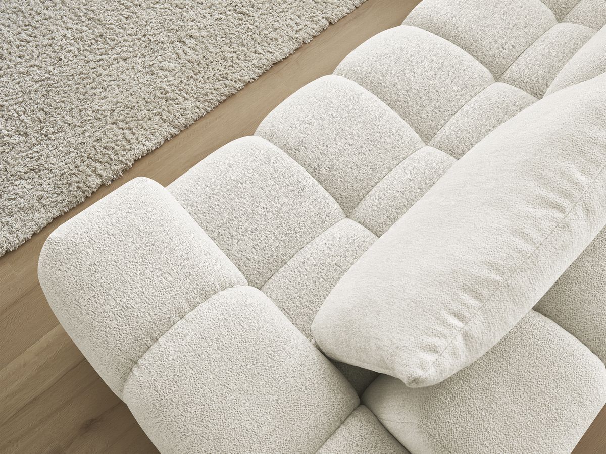 Bobochic Everest Ecksofa, 4 Kissen Melange-Stoff Weiß Ecke links